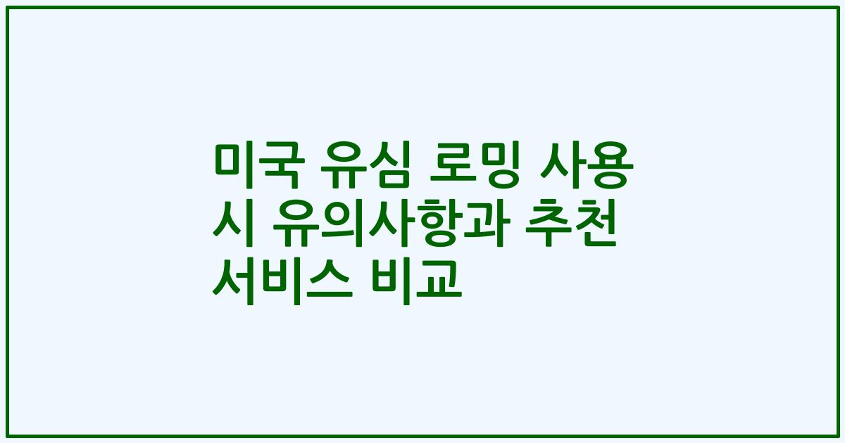 미국 유심 로밍 사용 시 유의사항과 추천 서비스 비교