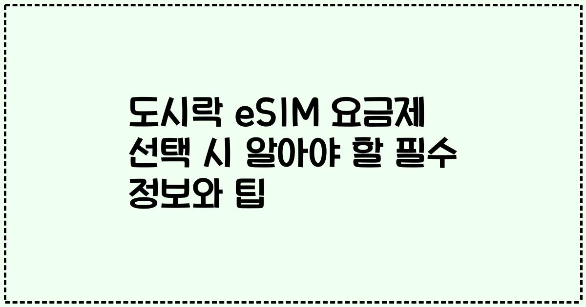도시락 eSIM 요금제 선택 시 알아야 할 필수 정보와 팁