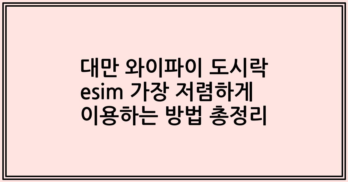 대만 와이파이 도시락 esim 가장 저렴하게 이용하는 방법 총정리