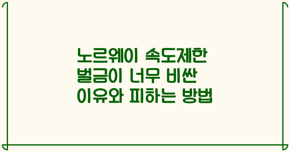 노르웨이 속도제한 벌금이 너무 비싼 이유와 피하는 방법