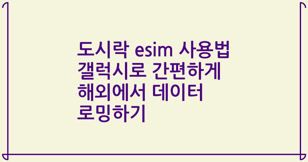 도시락 esim 사용법 갤럭시로 간편하게 해외에서 데이터 로밍하기
