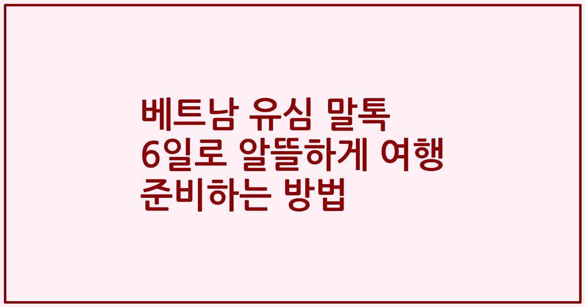 베트남 유심 말톡 6일로 알뜰하게 여행 준비하는 방법