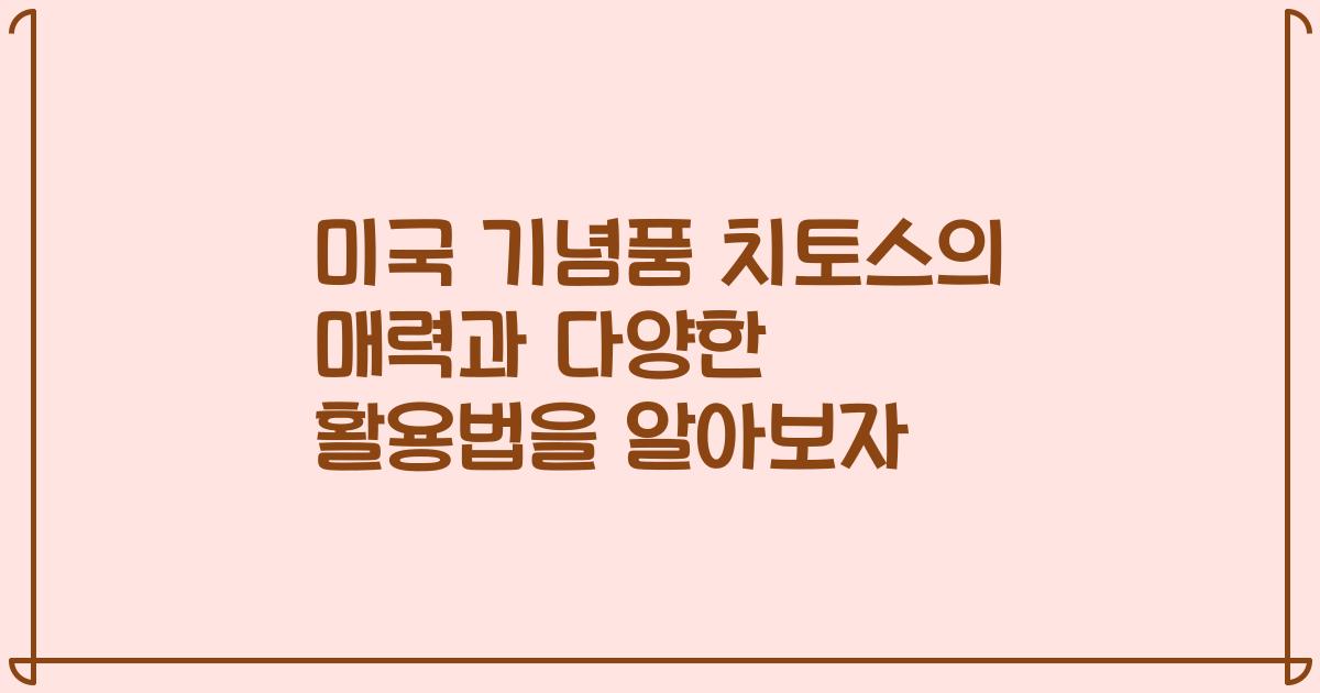 미국 기념품 치토스의 매력과 다양한 활용법을 알아보자