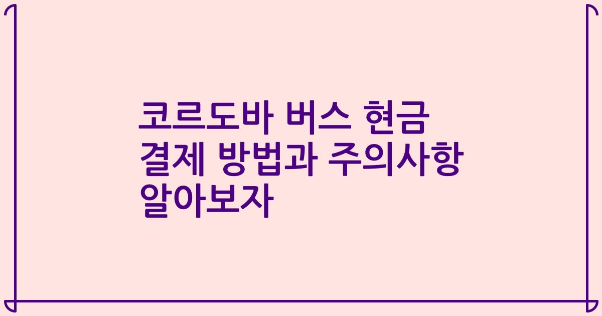 코르도바 버스 현금 결제 방법과 주의사항 알아보자