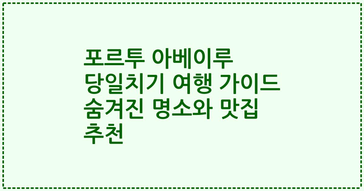 포르투 아베이루 당일치기 여행 가이드 숨겨진 명소와 맛집 추천