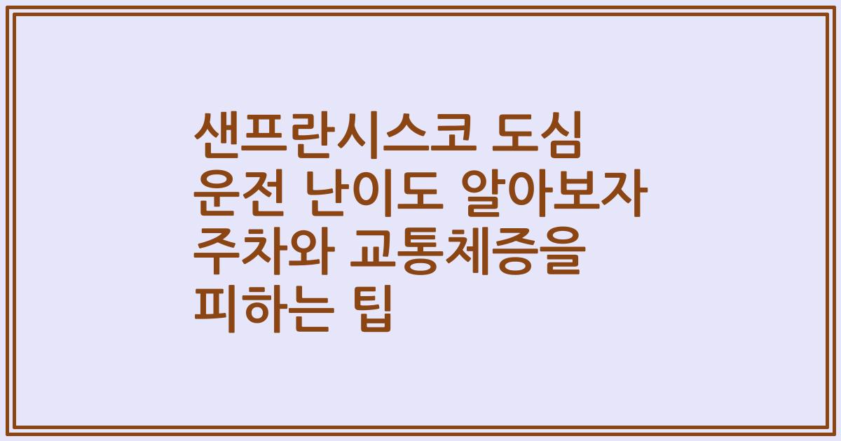 샌프란시스코 도심 운전 난이도 알아보자 주차와 교통체증을 피하는 팁